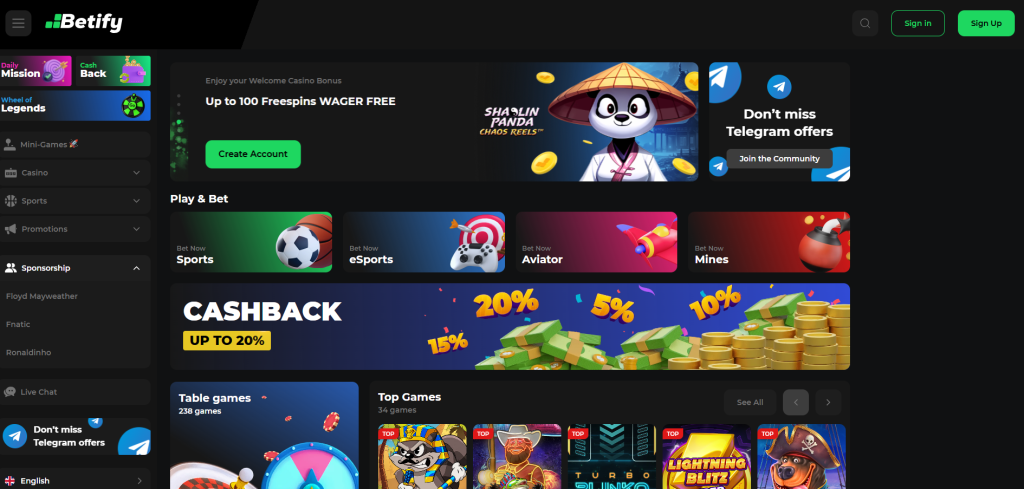 Betify jeu casino